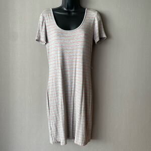 Calvin Klein sz 4 gray orange stripe mini‎ shirt dress
